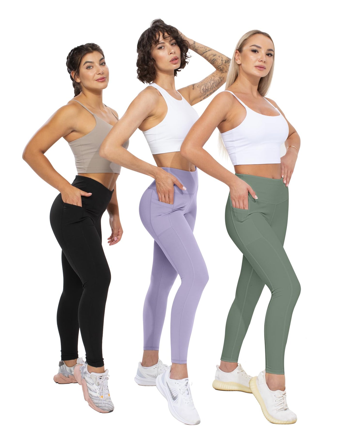 CHRLEISURE Leggings with Pockets for Women, High Waisted Tummy Control Workout Yoga Pants