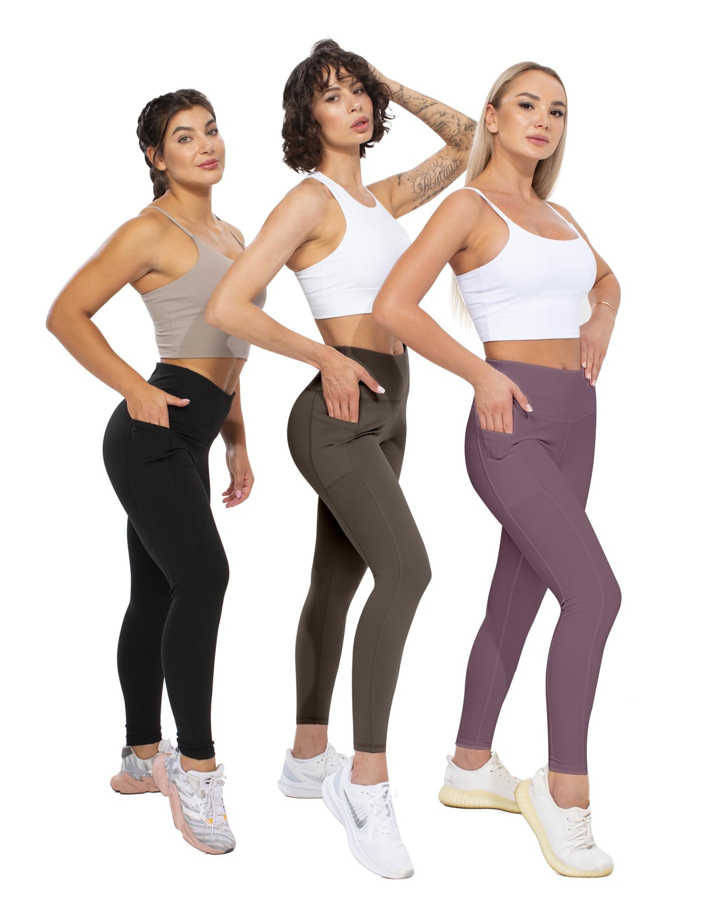 CHRLEISURE Leggings with Pockets for Women, High Waisted Tummy Control Workout Yoga Pants