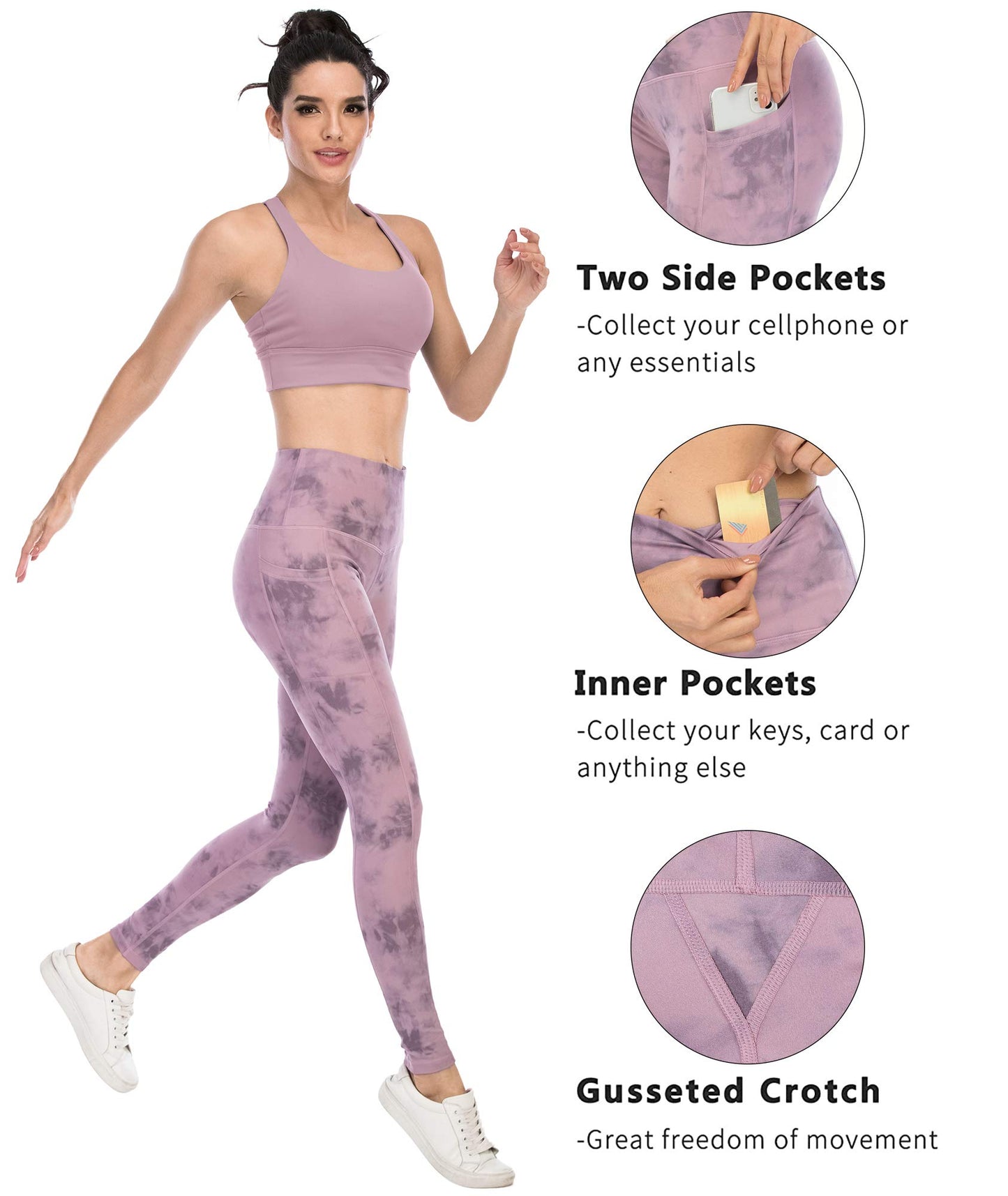 CHRLEISURE Leggings with Pockets for Women, High Waisted Tummy Control Workout Yoga Pants