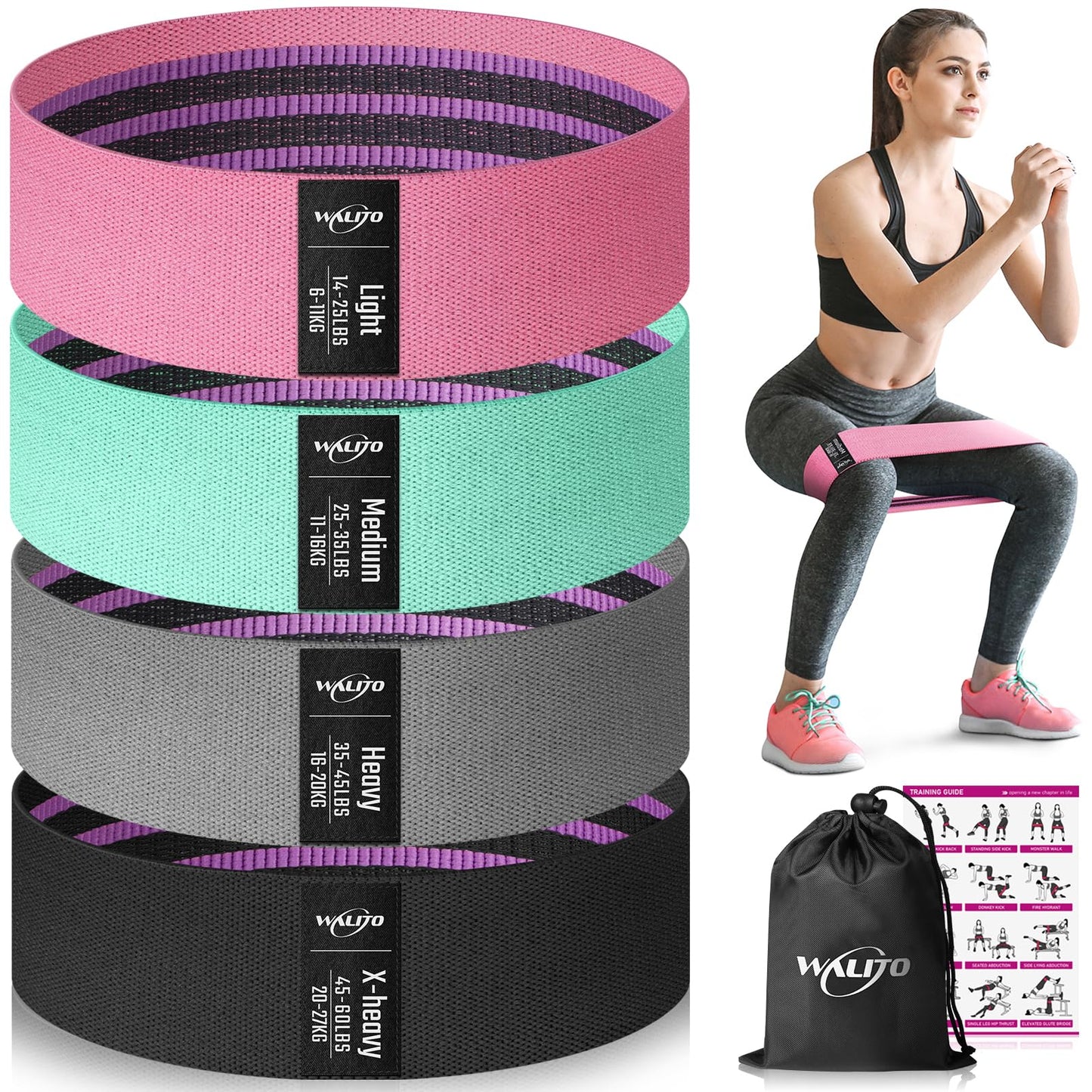 Fabric Resistance Bands for Working Out, Exercise Bands for Glutes and Legs | Workout Band for Women and Men, Elastic Booty Band Set for Squats, Hip, Thigh, Yoga, Pilates, Rehab, Fitness and Home Workout